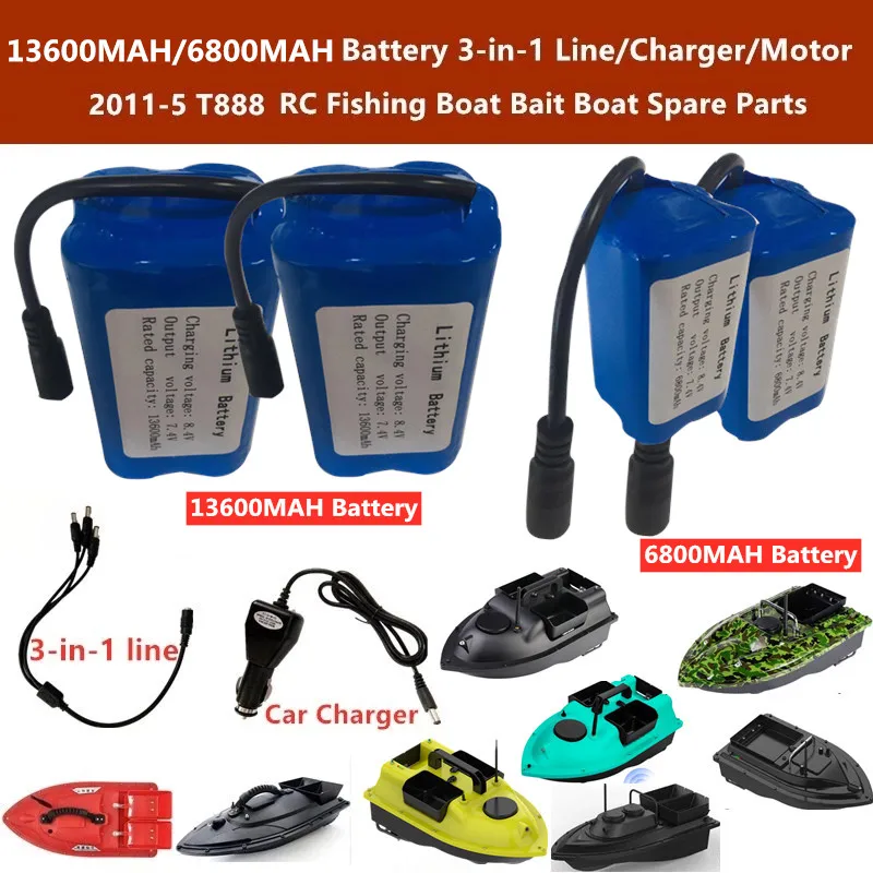 

2011-5 T888 C18 D16 V18 FX88 R18 D116 V007 RC Fishing Bait Boat Battery Spare Parts 7.4V 13600mAh/6800mAh Battery/Charger/Motors