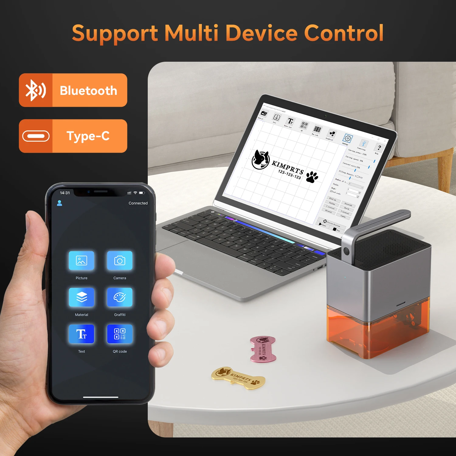 DIY Handheld Laser Engraver Portable Powerful CAVERJOY Z4 SuperFast 5W CNC Engraving Blue laser Cutting Machine for Acrylic