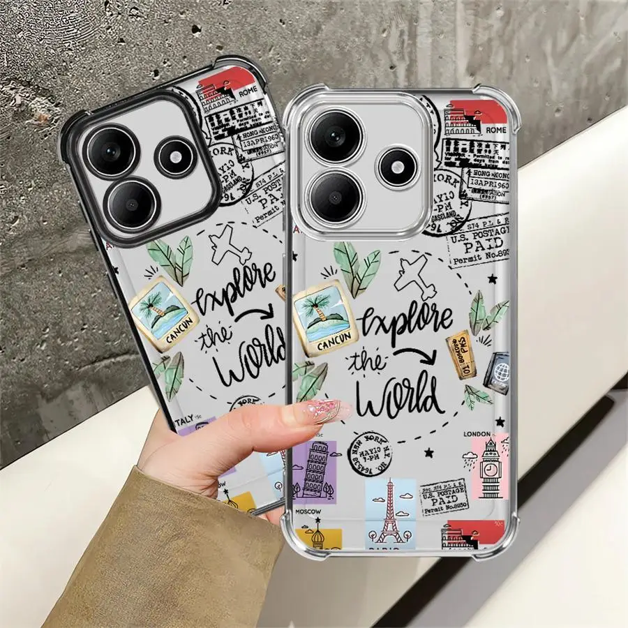 Coque de téléphone World Tourism Art pour Redmi Note 14 Pro Plus 12 A3 A5 13C 11s 10 Lite Note 13 9 Pro K80 11