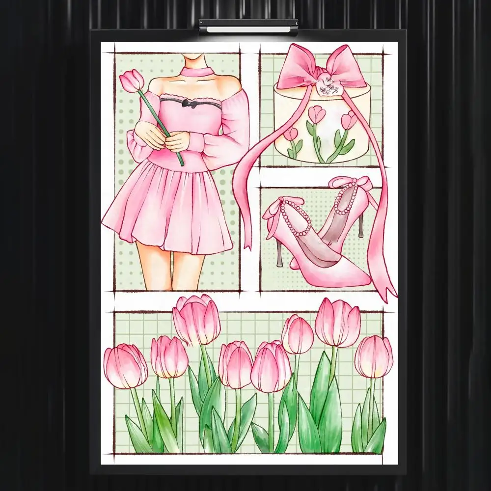 Literary Attire Girl Ins Poster für Zuhause, Wohnzimmer, Schlafzimmer, Bar, Flur, klebrige Wandkunst, Druck, wasserfest, ästhetische Dekoration – Detail 14