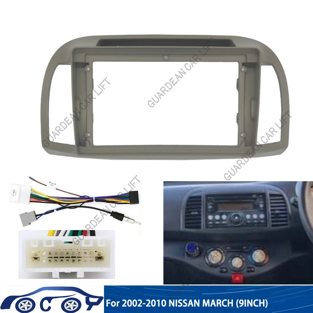 

For Nissan March Micra (K12) 2002-2010 (9INCH) Car Radio Fascias Installation Dash Frame 2 Din Panel DVD Gps Mp5 Android Player