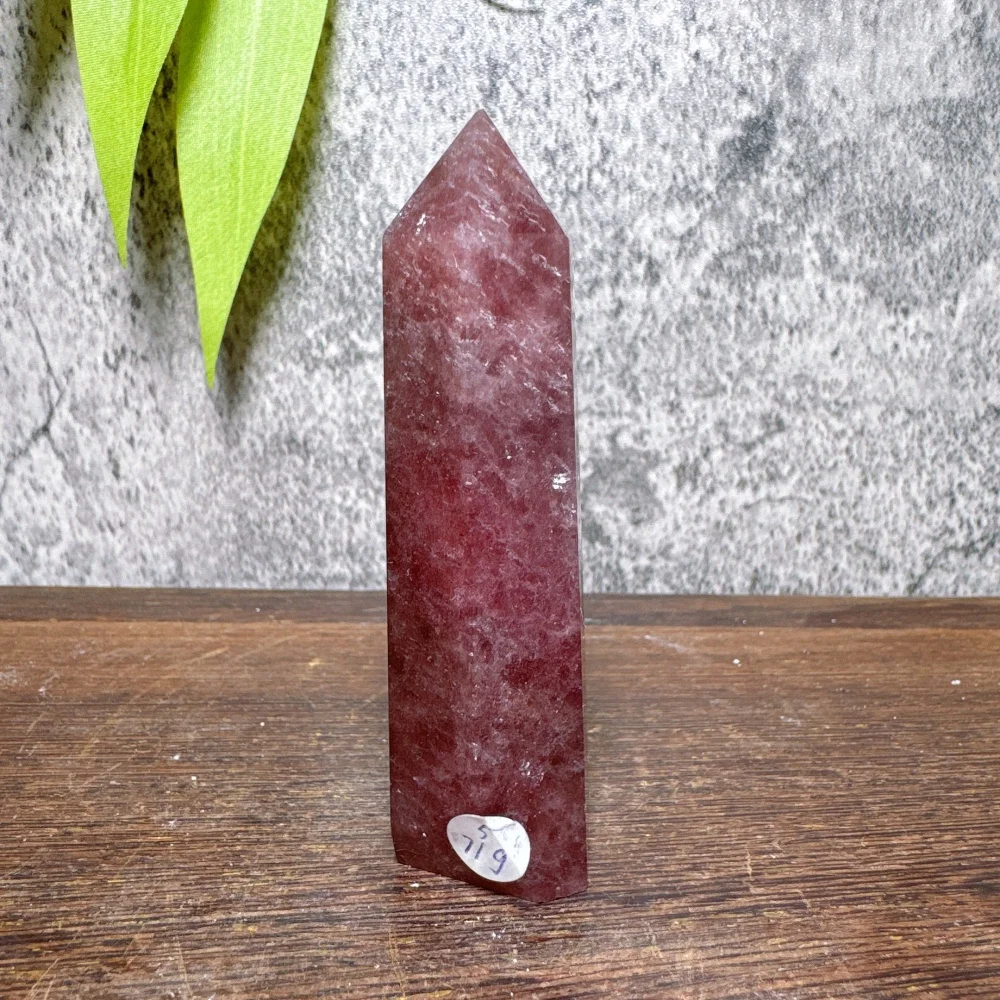 Natural Crystal Strawberry Quartz Flash Tower Point Gemstone Reiki Home Decorations - Unique Holiday Gift