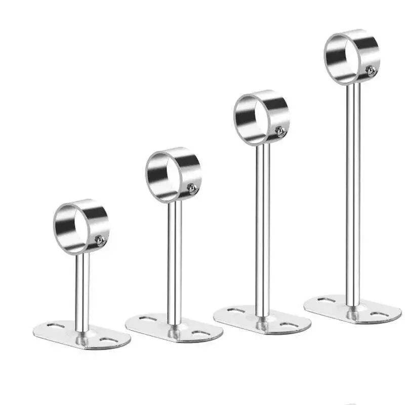 

2Pcs Wardrobe Flange Base Rail Support Bracket Stainless Steel Curtain Rod Socket Fit 25Mm Tube +Screws 25/32Mm