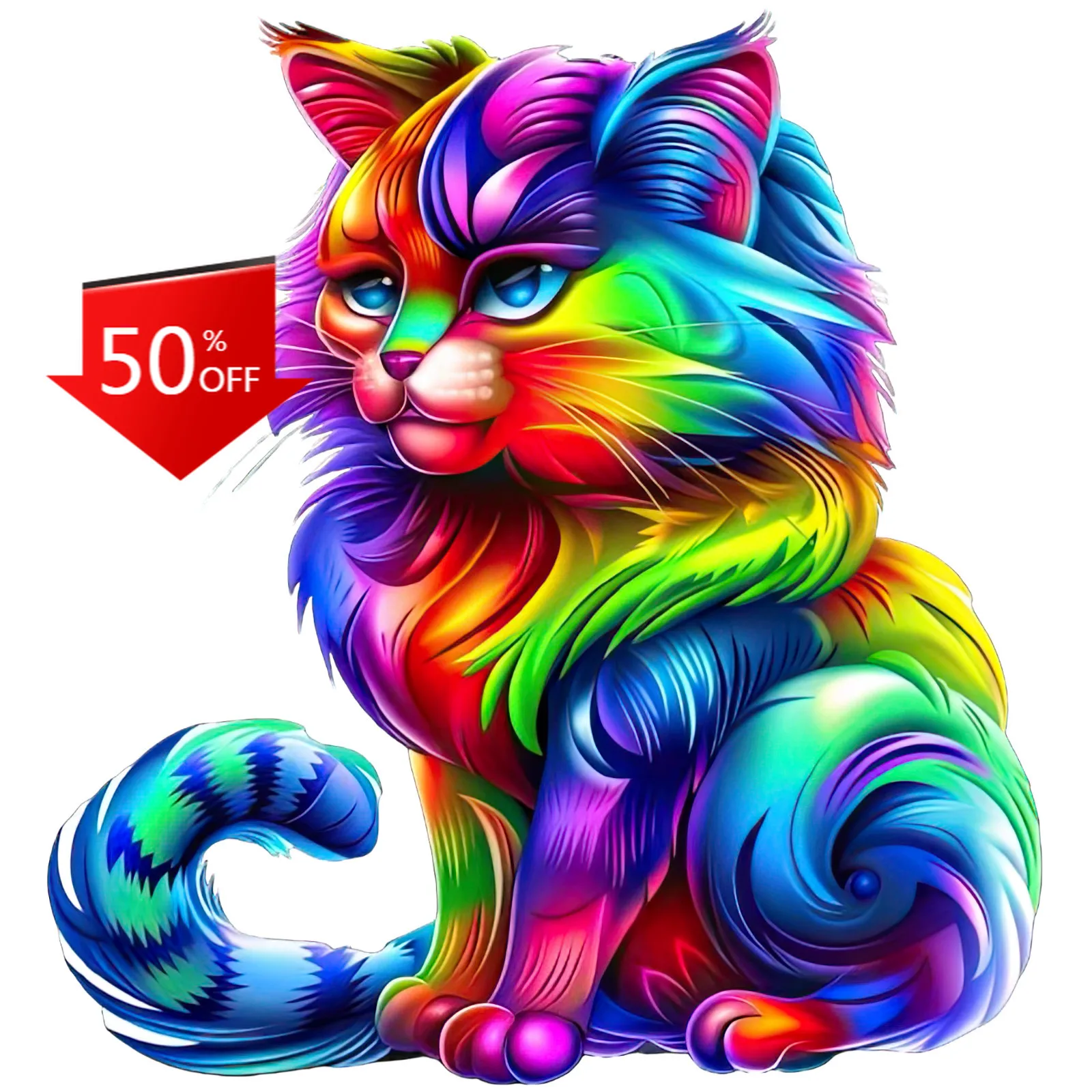 Rainbow Cat StickerBeautiful Colorful Funny Car Laptop Window Bumper Waterproof Vinyl Decal Gift Retro Vintage Cute Retro