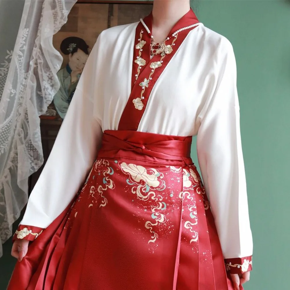 Original Hanfu Top New Chinese Style Inner Wear Cross Top Match Horse Face Skirt Daily Ancient Style Spring Summer Autumn Shirt