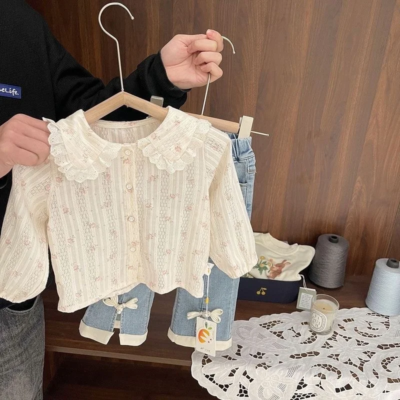 

Girls' Spring Shirt, 2026 New Style, Sweet Little Floral Shirt, Cotton Top, Baby Girl 2-8 Year Old Children's Gift