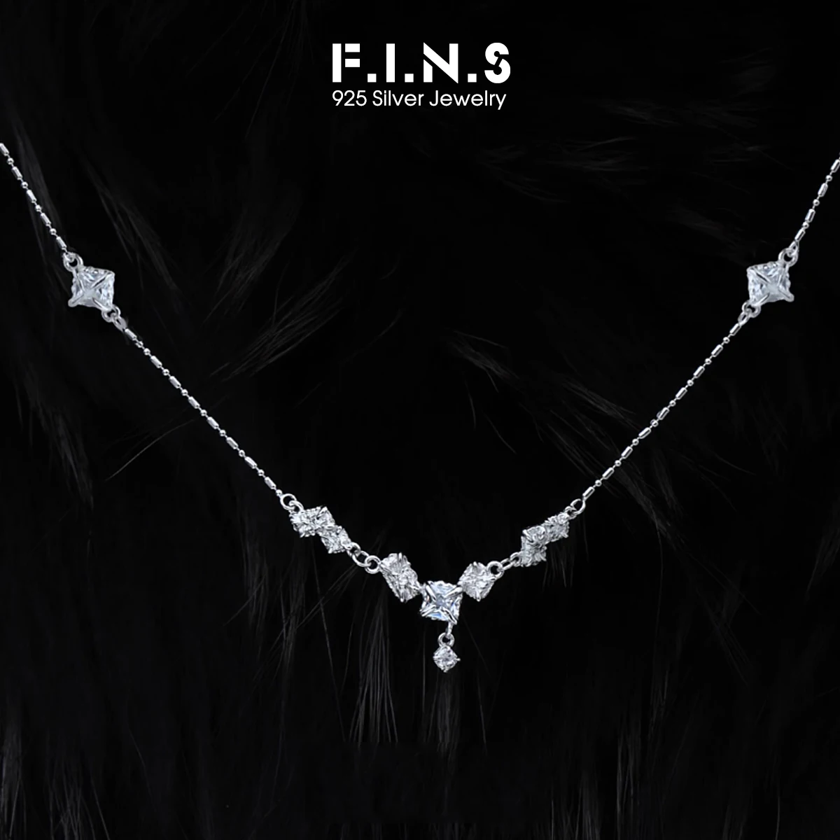 

F.I.N.S оригинальное роскошное ожерелье из стерлингового серебра 925 пробы с цирконием, женское нерегулярное квадратное ожерелье с цирконием, цепочка на ключицу, модные изысканные ювелирные изделия для вечеринок