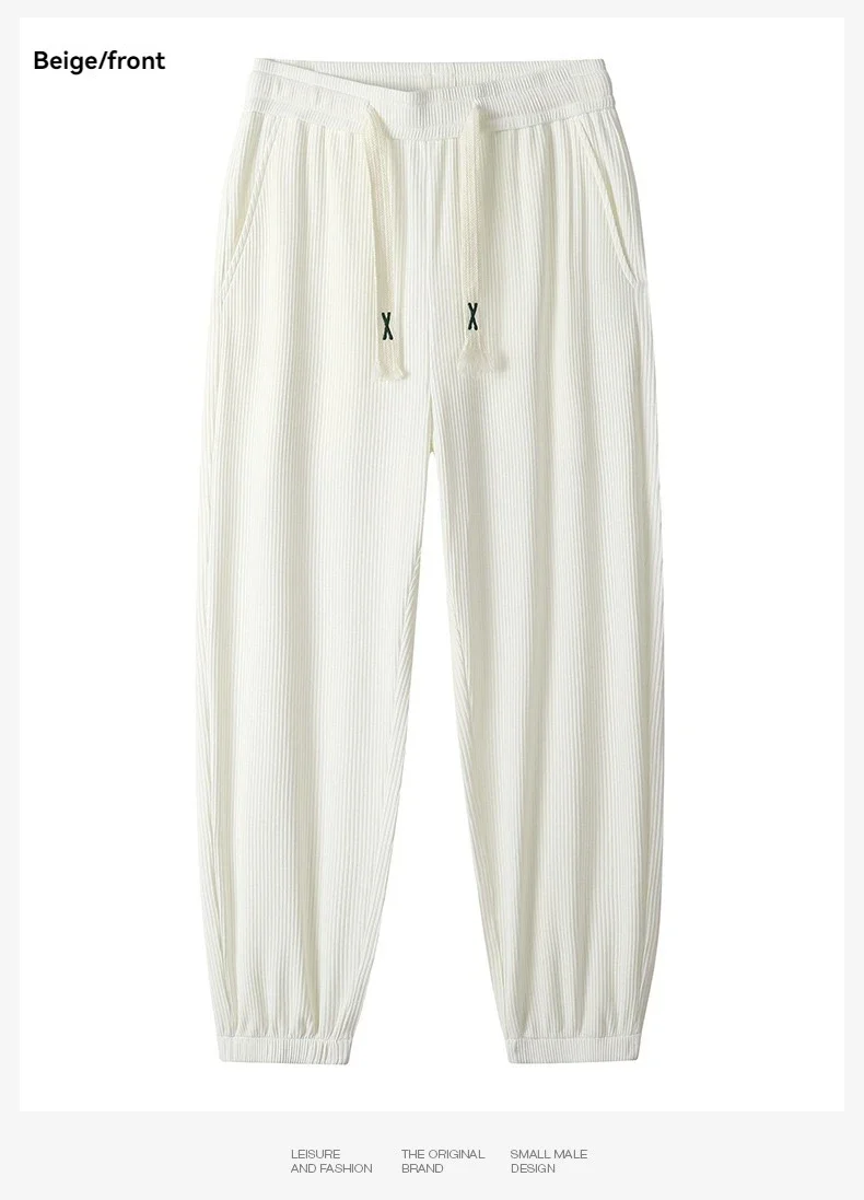 กางเกงลำลองของผู้ชายผ้าไอซ์ซิลค์แห้งเร็วใหม่ฤดูร้อนกางเกงกีฬากลางแจ้งอเนกประสงค์ทรงหลวมใส่สบายทันสมัย