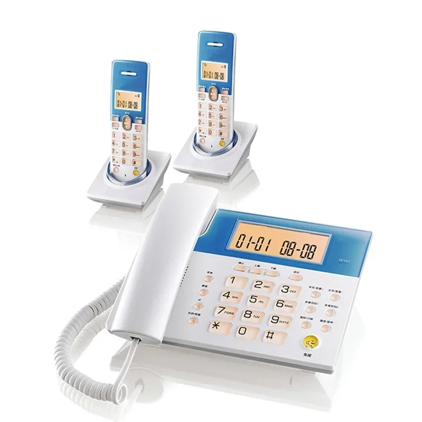 B-M Expandable Corded/Cordless Phone System with 1 Handset/Base, Answering System, Caller ID, Orange Backlit, Speakerphones