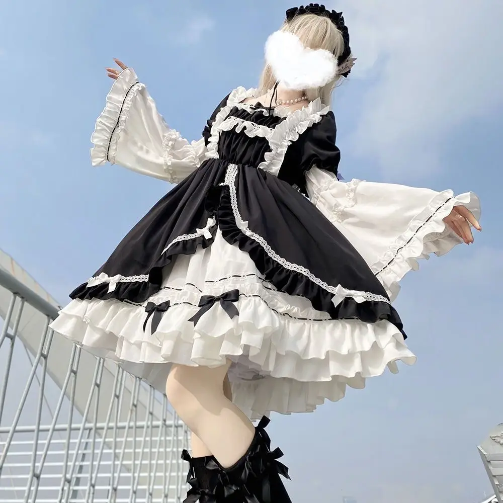 2025 Vestido vintage Lolita para niña con mangas extraíbles