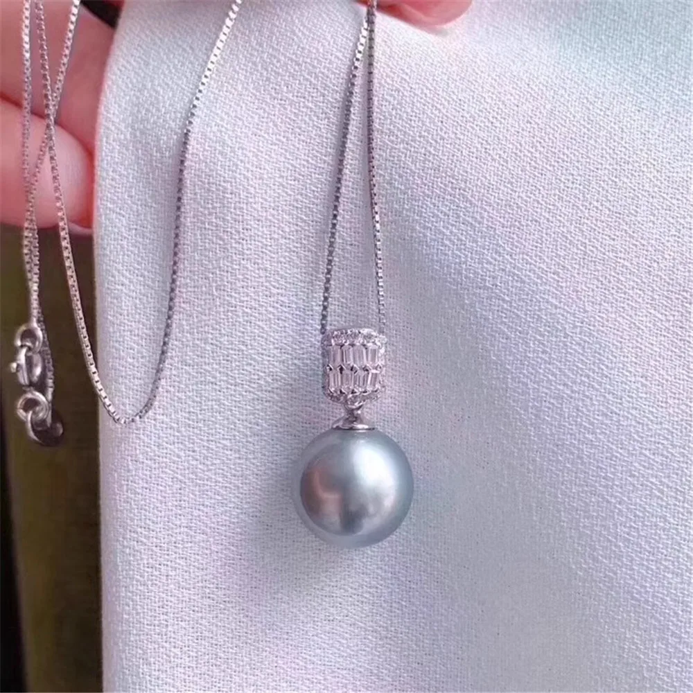 

DIY Pearl Accessories S925 Pure Silver Pearl Jade Pendant with Empty Support for Women's Fashion Style Fit 8-13mm Round Beads