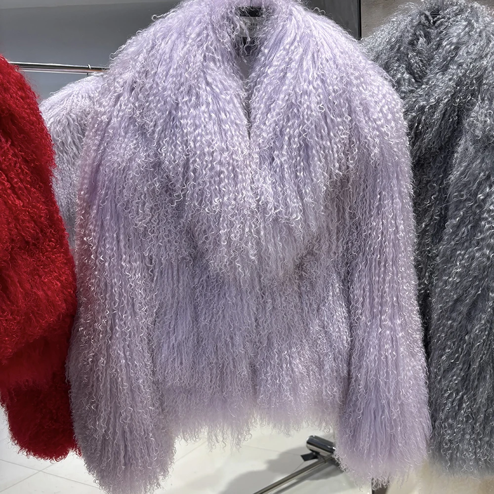 YOLOAgain 2025 Winter Warm Women's Real Mongolia Sheep Fur Jacket Plus Size 8XL Sheep Fur Coat
