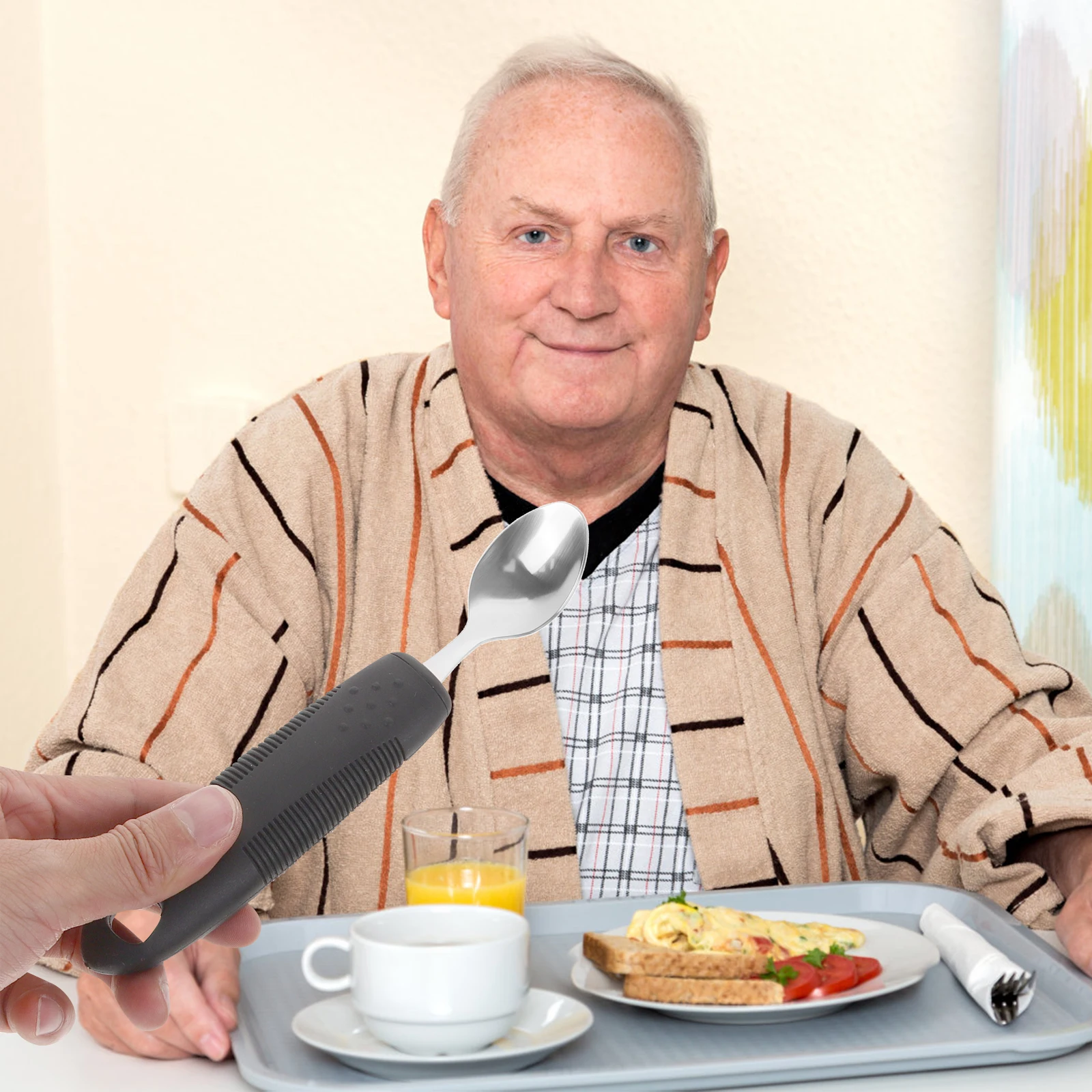 

4Pcs Practical Elderly Utensils Set Textured Nonslip Handle Adaptive Cutlery for Disabled Adults Utensils for Adults