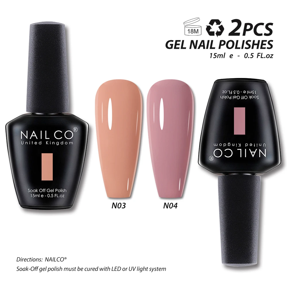 NAILCO 15 مللي لون أحمر داكن UV جل طلاء الأظافر 2 قطعة/المجموعة بريق اللون شبه شفافة Vernis Esmalte رسومات أظافر مانيكير نقع قبالة