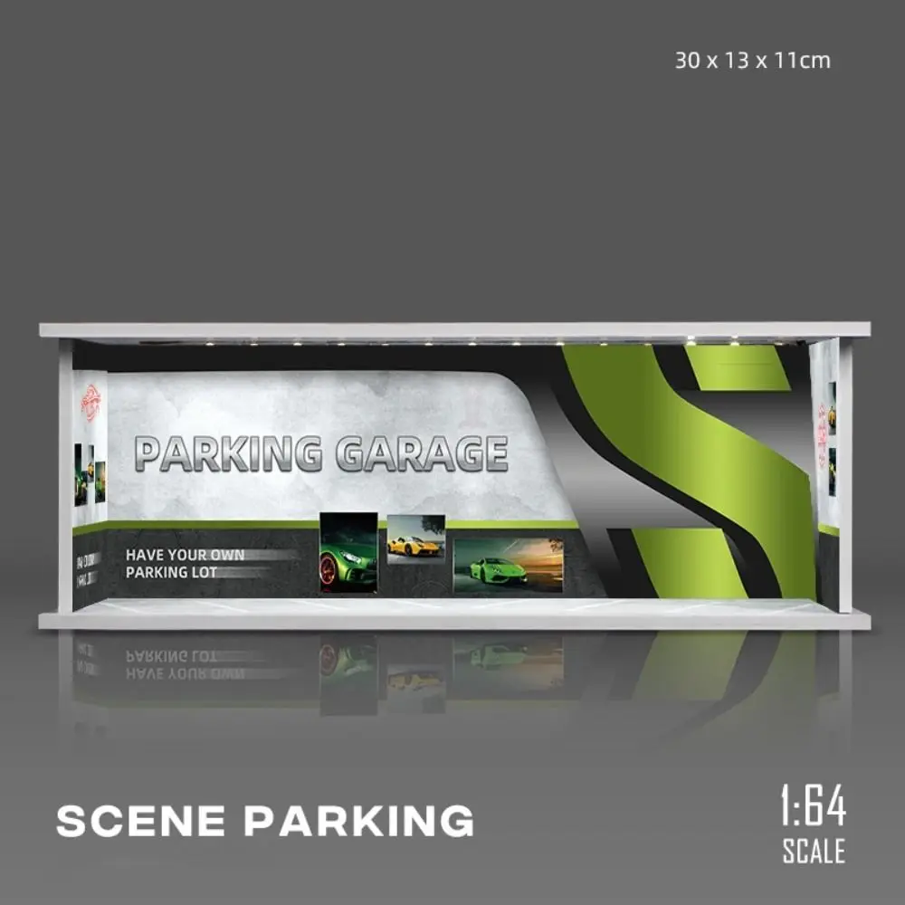 

1/64 масштабная модель гаражной сцены с подсветкой, миниатюрная модель парковки, выставочный зал, выставочный зал, выставочный зал, модель автомобиля, витрина, легкосплавный автомобиль