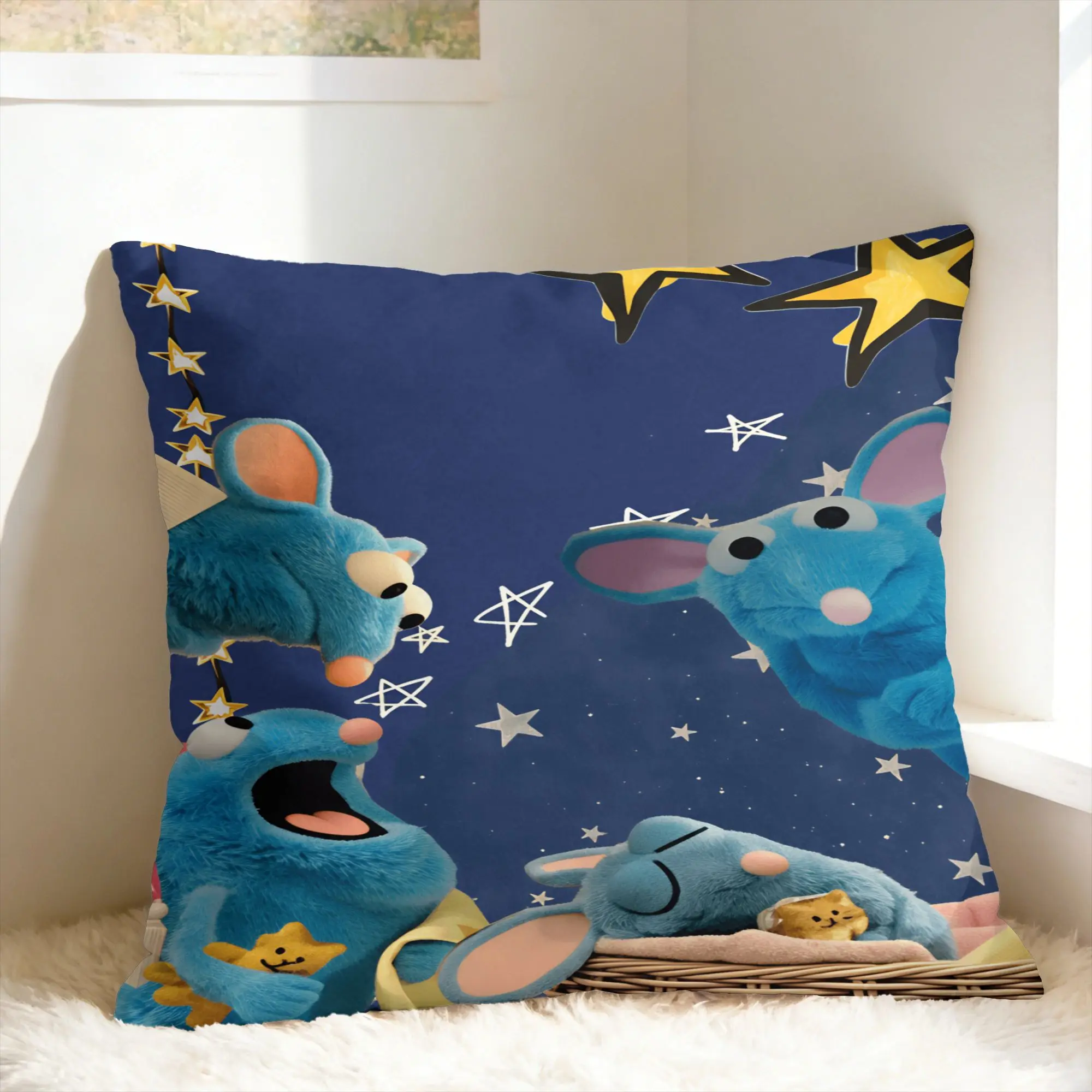 Funda de almohada con diseño de oso B-Bear de The Big Blue House, funda de cojín gráfica, funda de almohada retro moderna para decoración del hogar y sofá