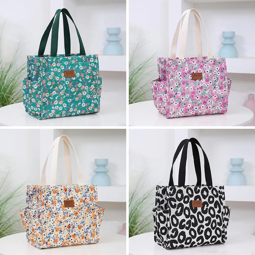 

Cute Cartoon Lunch Bags Canvas With Zipper Storage Bag Thickening Handbag Work