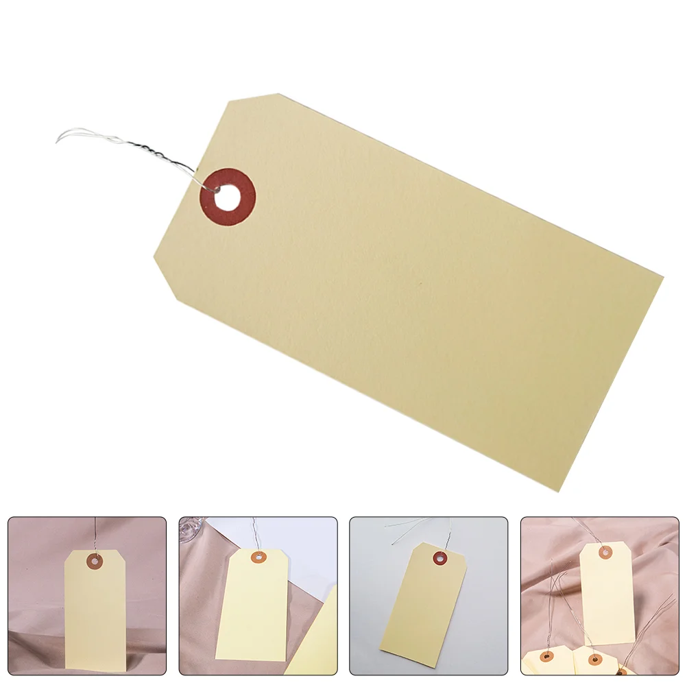 

50 Pcs Shipping Label Tag Blank Tags for Packaging Manila Wired Electric Iron with Wires