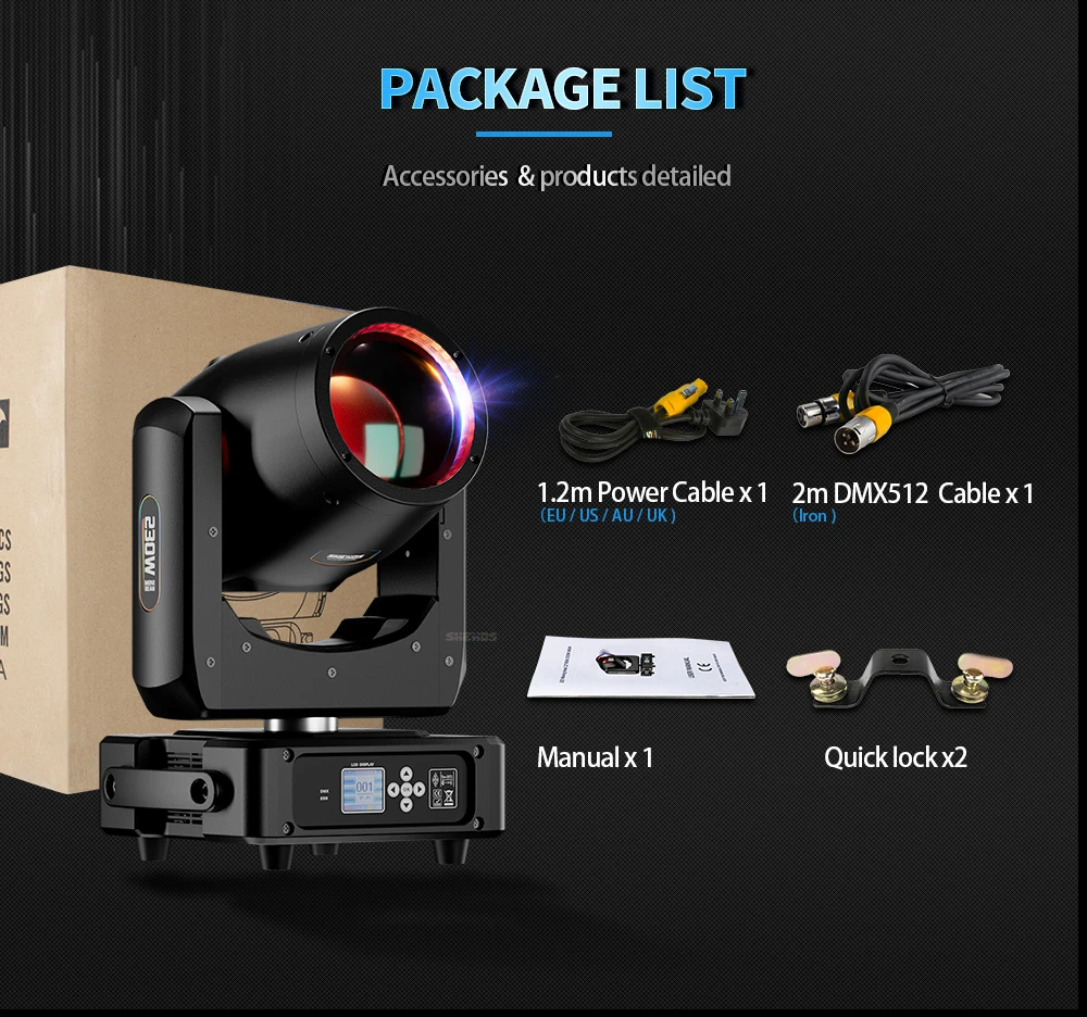 SHEHDS 230W 7R Super Beam Moving Head Blub DMX 512 Bühnenlichteffekt Professionell für Hochzeit DJ Disco Party 16/20CH 1,2 Grad – Detail 22
