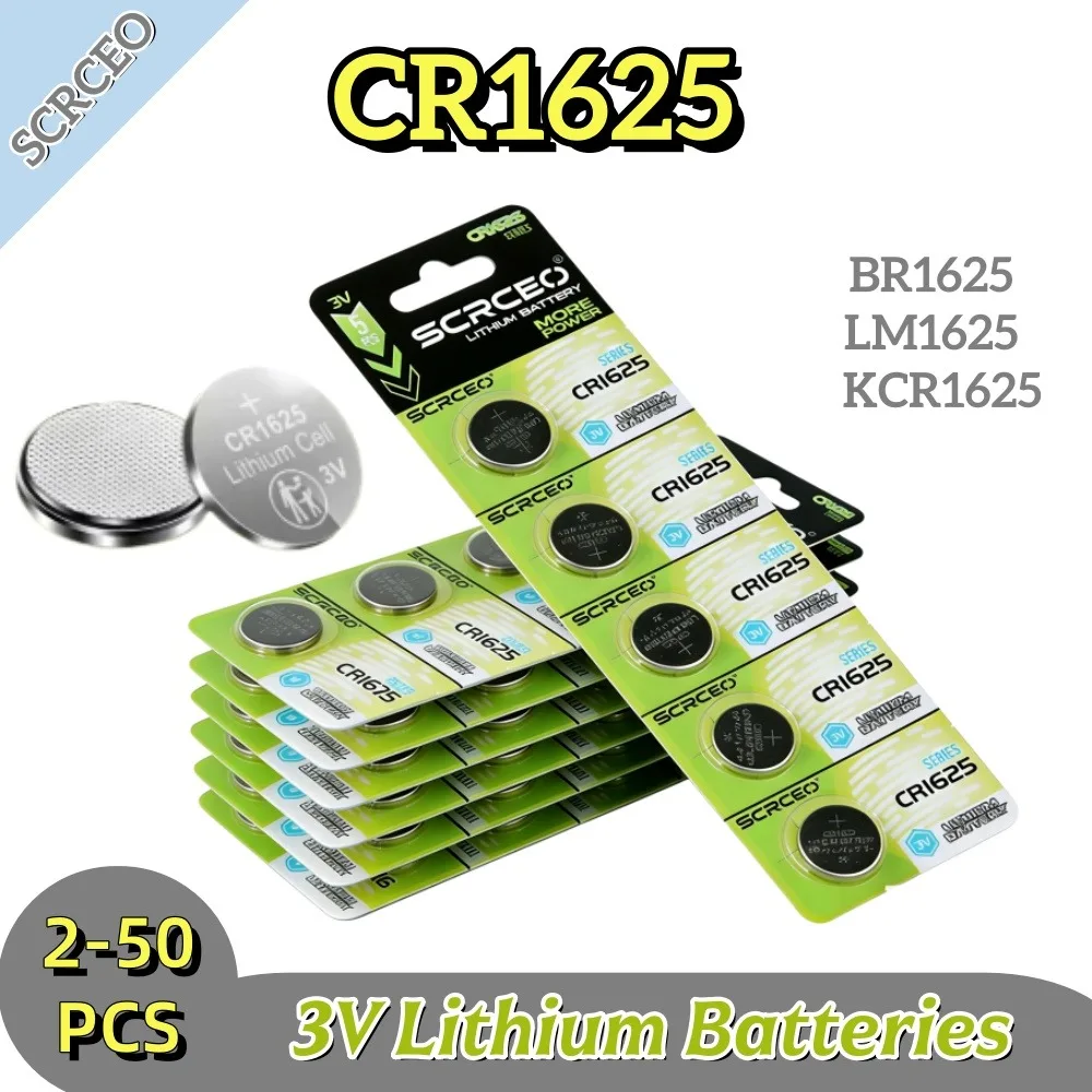 

2-50PCS CR1625 3V lithium button battery DL1625 ECR1625 GPCR1625 Coin Cell For watch calculator car key remote control