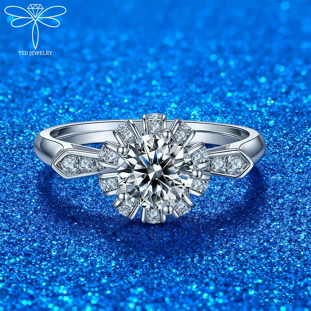 

1.0 Carat Diamond Engagement Ring 925 Sterling Silver Moissanite Round Cut Solitaire Rings Women Wedding Fine Jewelry