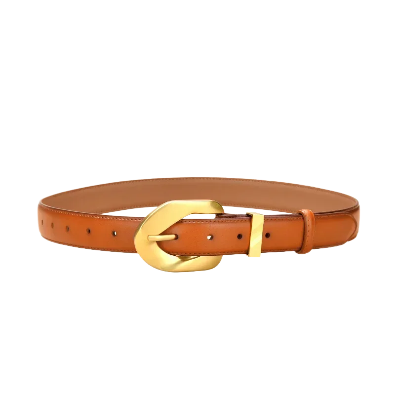 

Retro Genuine Leather Belt for Women with Waist Shaping, Decorative Buckle - 2.8cm