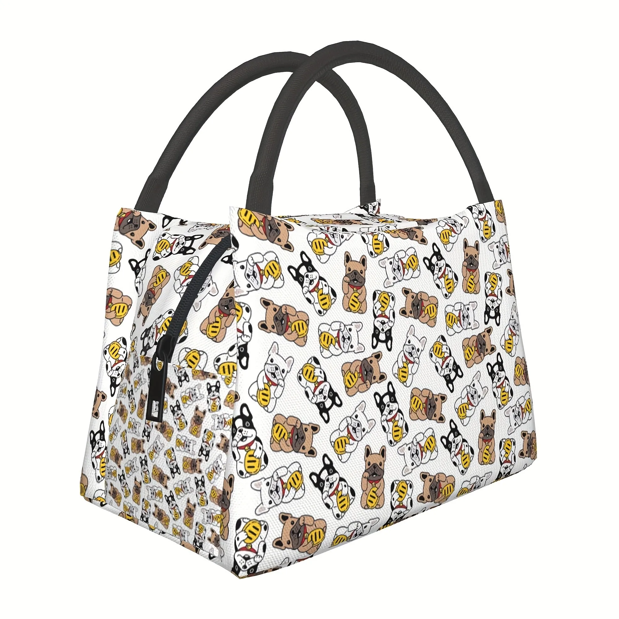 Lucky Dog Pattern Insulated Lunch Bag Reusable Large Thermal Lunch Tote for Office Work Picnic Travel