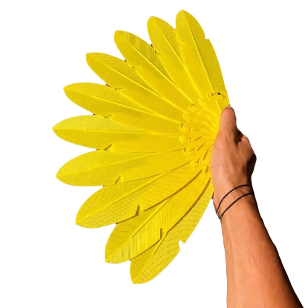 3D Printed Realistic Feather Folding Fan Creative Novelty Summer Cooling Fan Solid Color Portable Costume Prop Fan Wedding Party