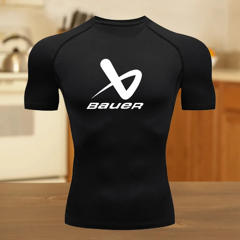 

Удобная футболка для фитнеса для мужчин, дышащая облегающая футболка с рисунком для бега, летний эластичный костюм для бега в тренажерном зале, эластичная футболка для фитнеса