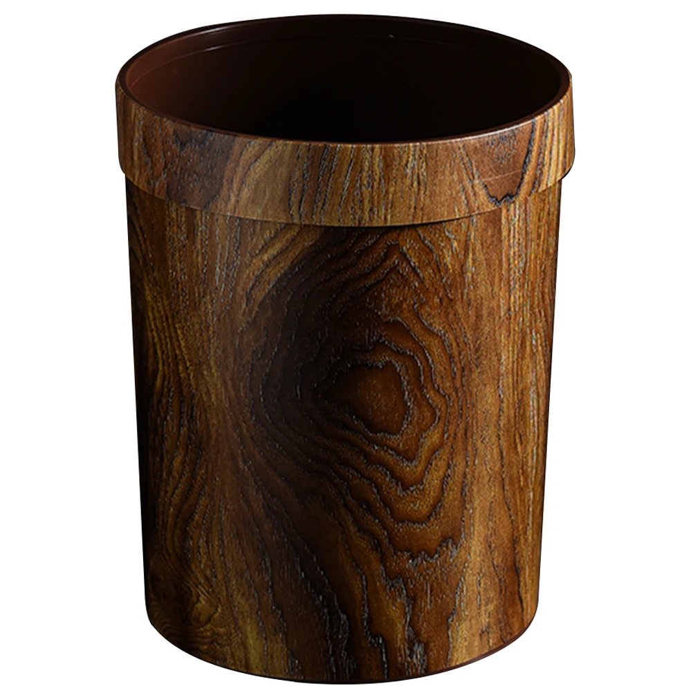 

1pc Household Trash Can Bin For Bedroom Kitchen Living Room Light Brown Vintage Garbage Container, Multi-Scene Use,