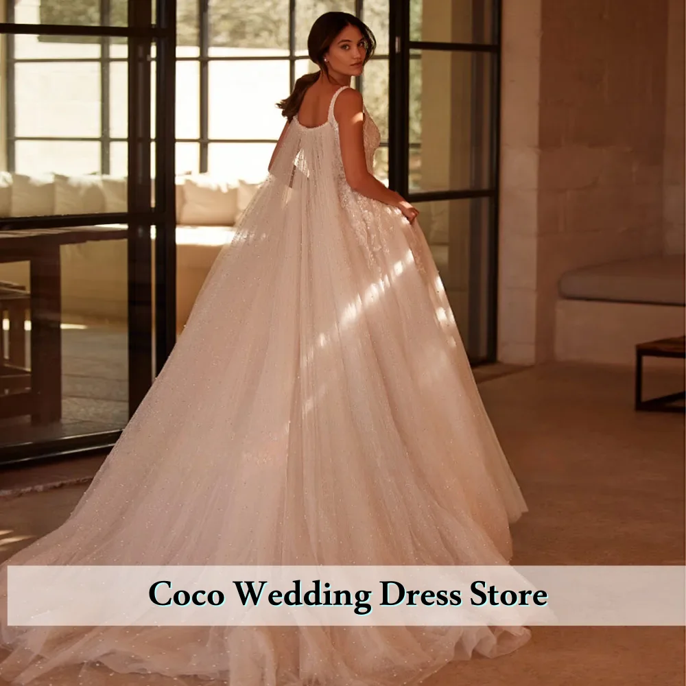 فساتين زفاف رائعة مخصصة على شكل حرف a من التل المتدرج زي العرائس دانتيل زينة بدون أكمام بدون ظهر فيستدوس دي نوفيا