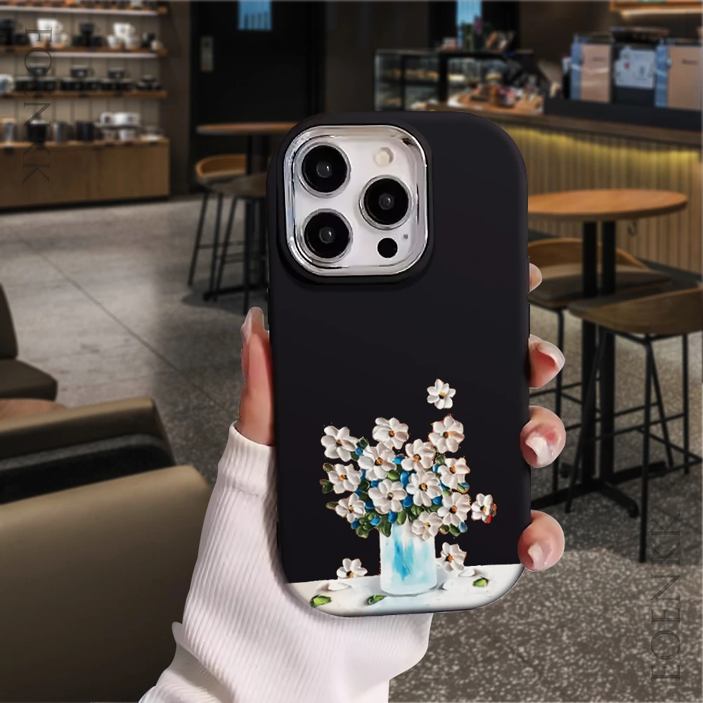 Bright Flowers Pattern Print Phone Case For iPhone12 14 15 16 11 13Pro Max XR X XS Max 15 14Plus Apple Case anti-fall Soft Cover