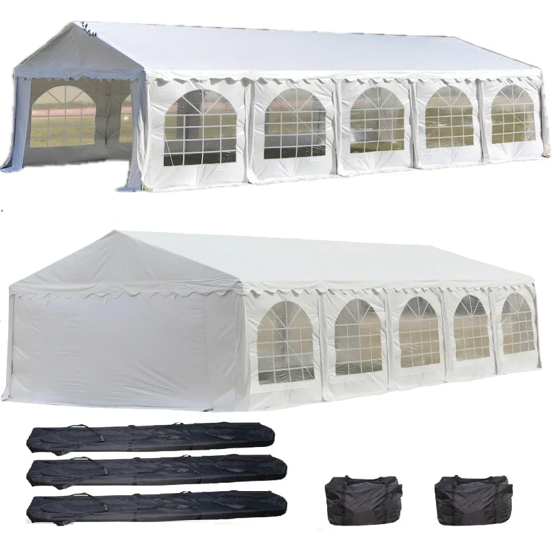 

DELTA Canopies 32'x20' PE Party Tent - Large Heavy Duty Wedding Tent Outdoor Event Shelter Upgraded Galvanized Canopy