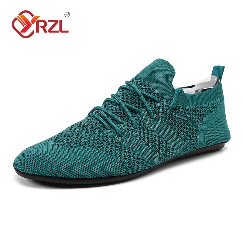 YRZL-Mocassins de malha antiderrapante respirável masculino, mocassins de condução, flats de alta qualidade, sapatos casuais de verão