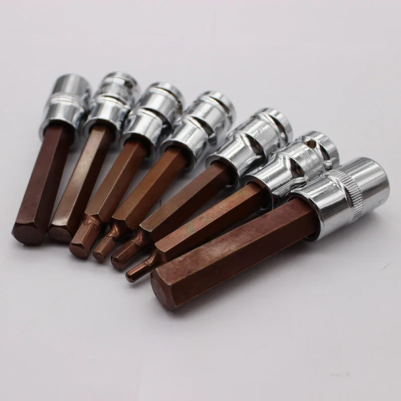 1/2 Inch Drive Hexagon Metric Allen Key Socket Bit 100mm H4 H5 H6 H7 H8 H10 H12 H14 H17 H19