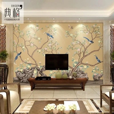 

Пользовательские 3D современные китайские цветы птица обои гостиная ТВ фон настенная пленка фреска papel DE parede спальня столовая 8d