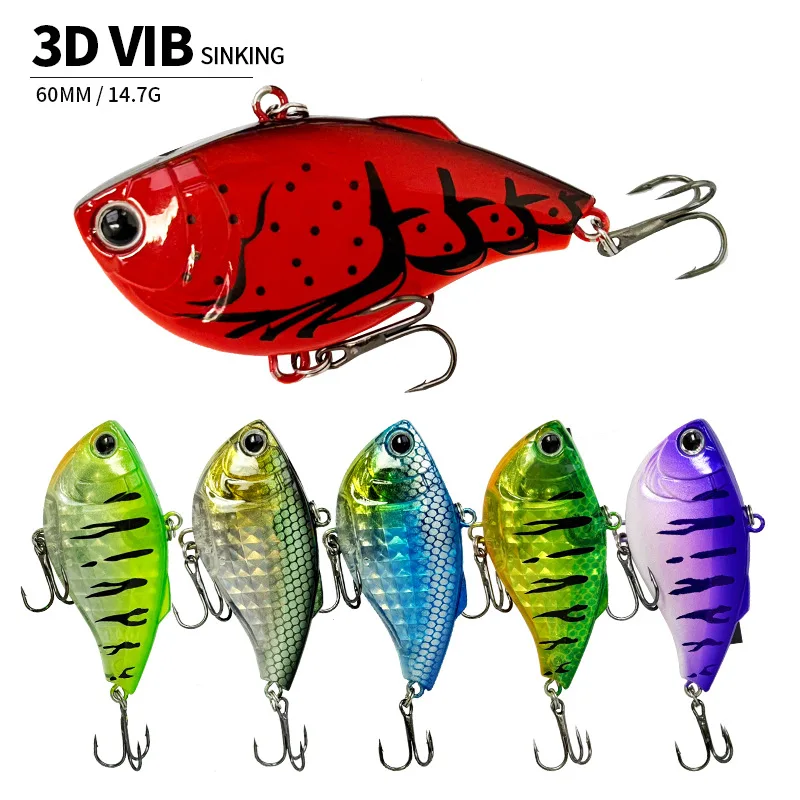 60mm 14.7g Sinking VIB Fishing Lures Artificial Hard Bait Lipless Crankbait Wobbler Jerkbait Noisy Pesca Fishing Accessories