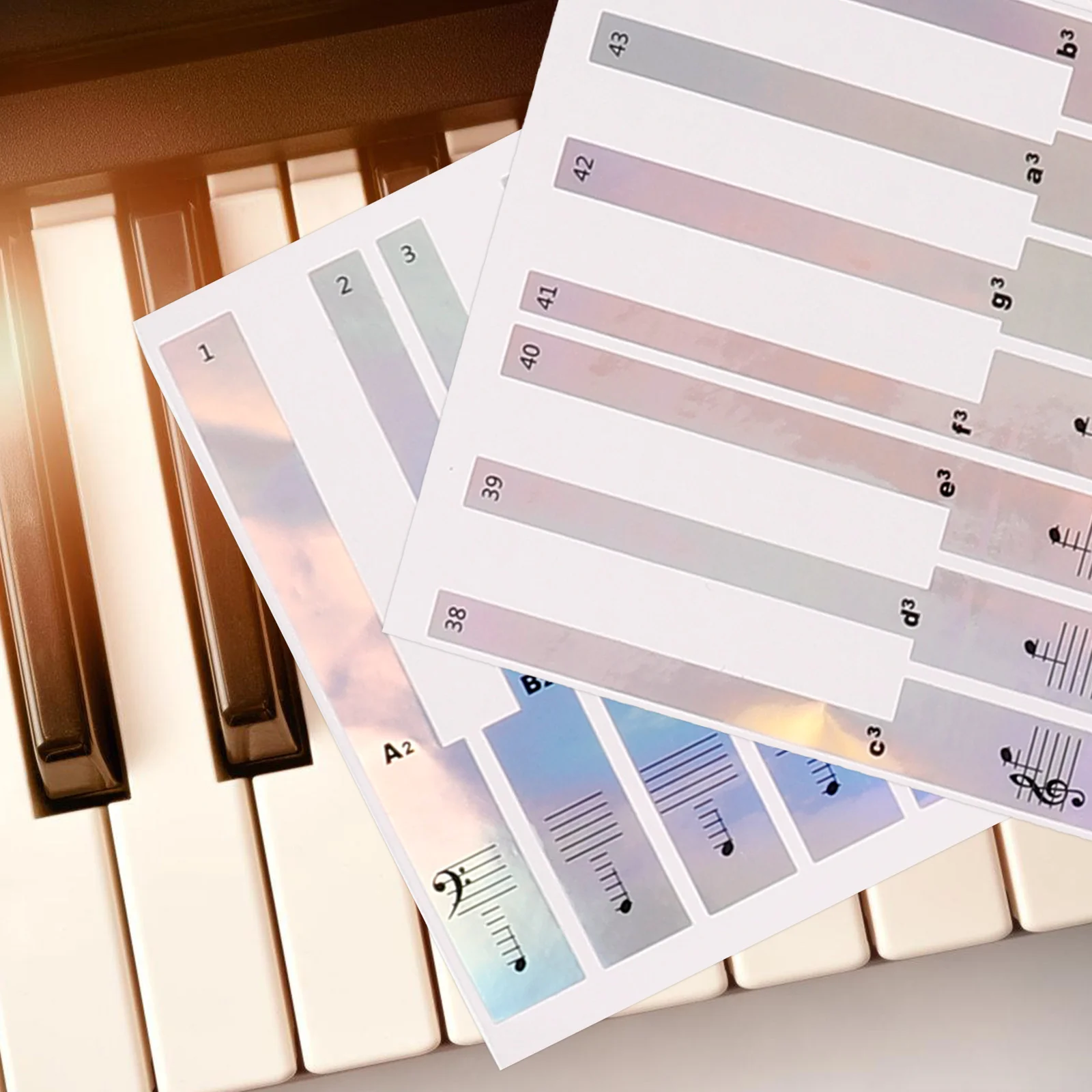 

2 set Piano Keyboard Stickers 61 Key Electronic Organ Decals For Beginners Easy Paste No Residue Long Lasting Music Learning