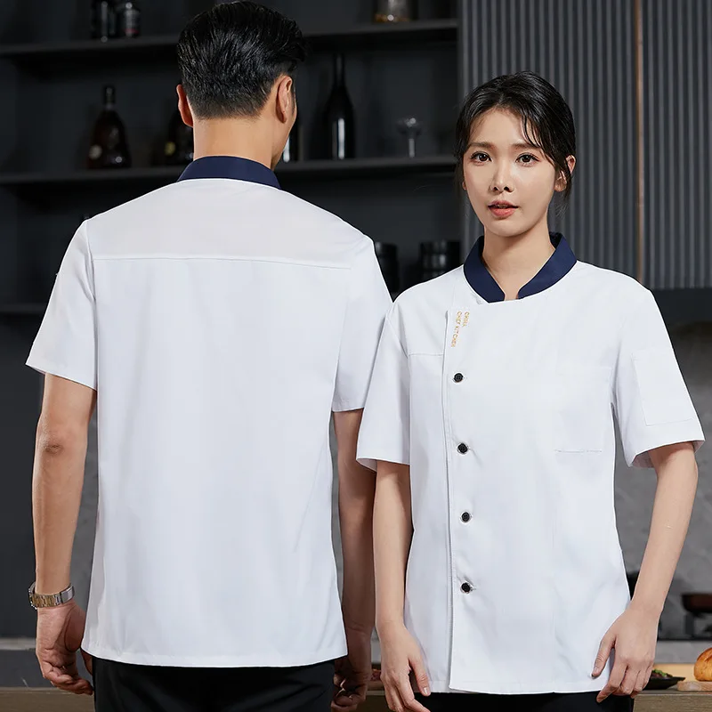 Hotel Ristorante Cucina Uniforme da lavoro Manica corta Giacca da cuoco Panetteria Pasticceria Chef Cappotto da cucina bianco estivo