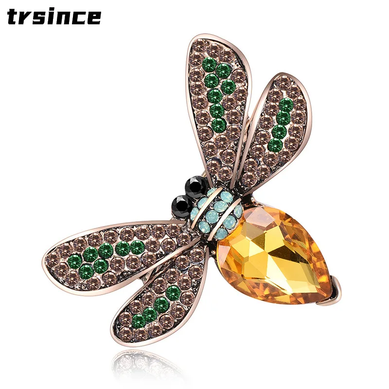 

Luxury Refinement Bee Brooch Pin Crystal Insect Brooches for Women Fashion Rhinestone Pins Clothes Clip Jewelry