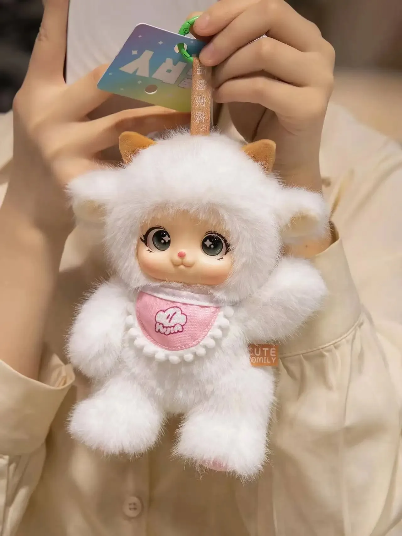 18 cm/Kawaii süße Tiere Vinyl Gesicht Plüschtiere Tierspielzeug Anhänger Kaninchen Bär Schaf Geschenk für Tierbegeisterte Kinder Hängetasche