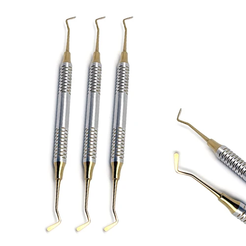 Espátula de llenado de resina compuesta dental de acero inoxidable de doble cabezal para procedimientos de restauración y relleno