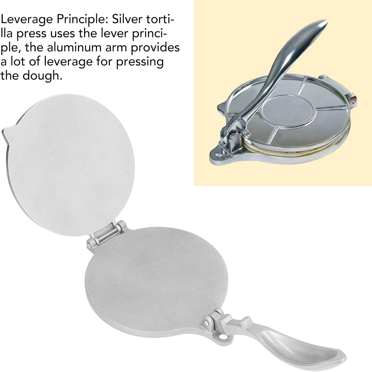 7.7in Tortilla Press, Aluminum Alloy Mexican Tortillera Presser Tortilla Maker Dough Press Rotis Press