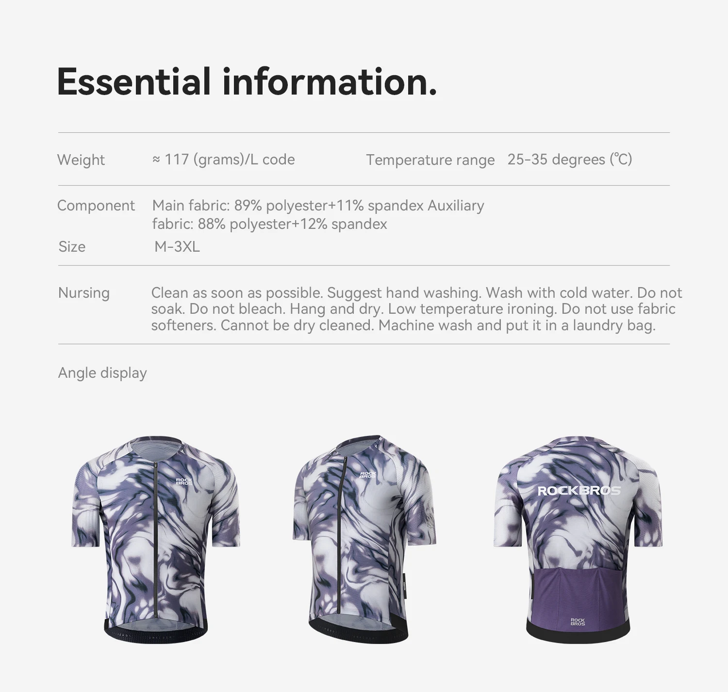 ROCKBROS Sommer-Radtrikot Leichtes Hochelastisches Oberteil Atmungsaktives Schnelltrocknendes Kurzarm-Trikot Herren-Radsportbekleidung – Detail 4