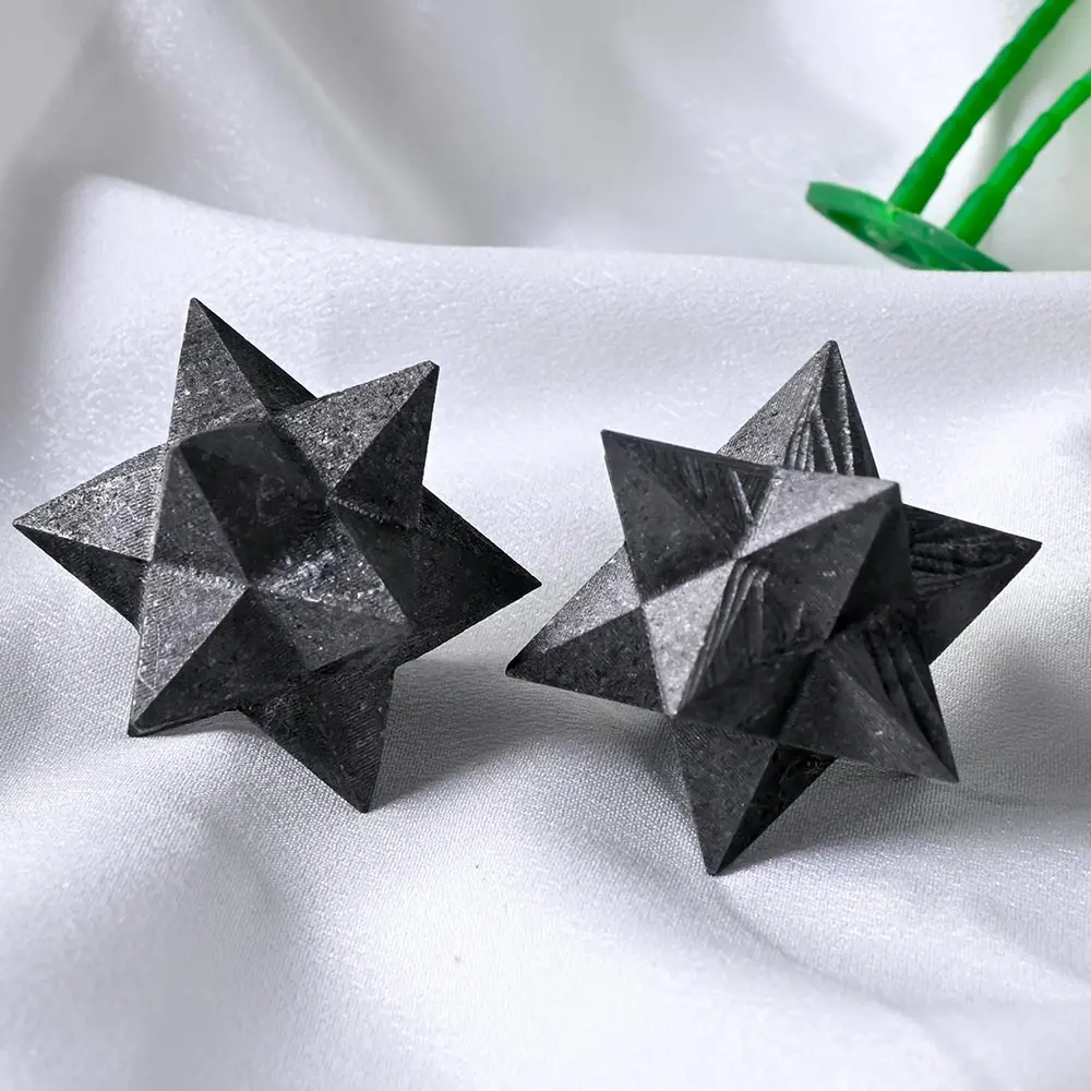 1pc Bohemian Hand-Carved Schungite Mer-Ka-Ba Statue - 5.99 cm Natural Mineral Stone Home Decor Unique Gift Item