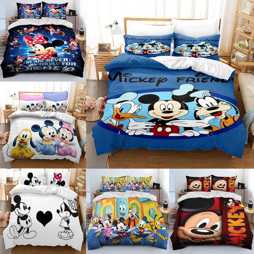 

Lovely Mickey Minnie Mouse Bedding Sets Comforter Quilt Cover Bed Cover Duvet Cover Pillow Case 2-3 Pieces Sets Kids Adult Size