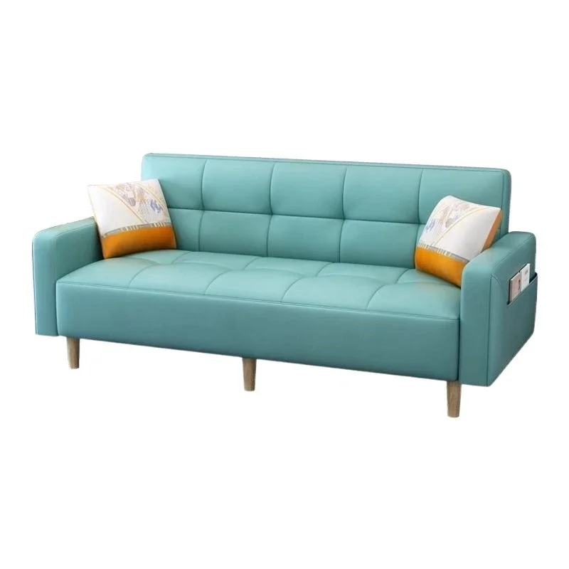 أريكة قماشية لغرفة المعيشة، وظيفة قابلة للطي في شقة صغيرة بسيطة