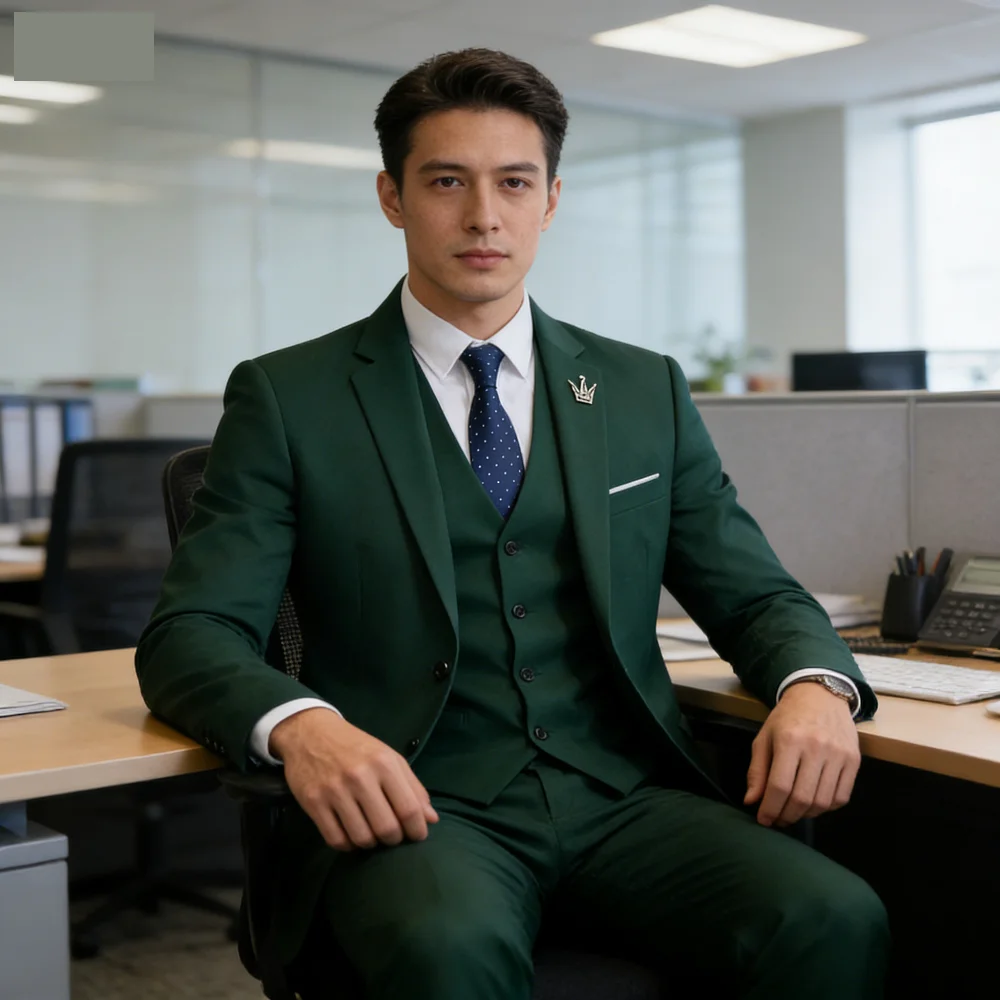 

Men's Rose Red Three-piece Business Casual Wedding Suit High-Quality Handsome European American Style for Business Party