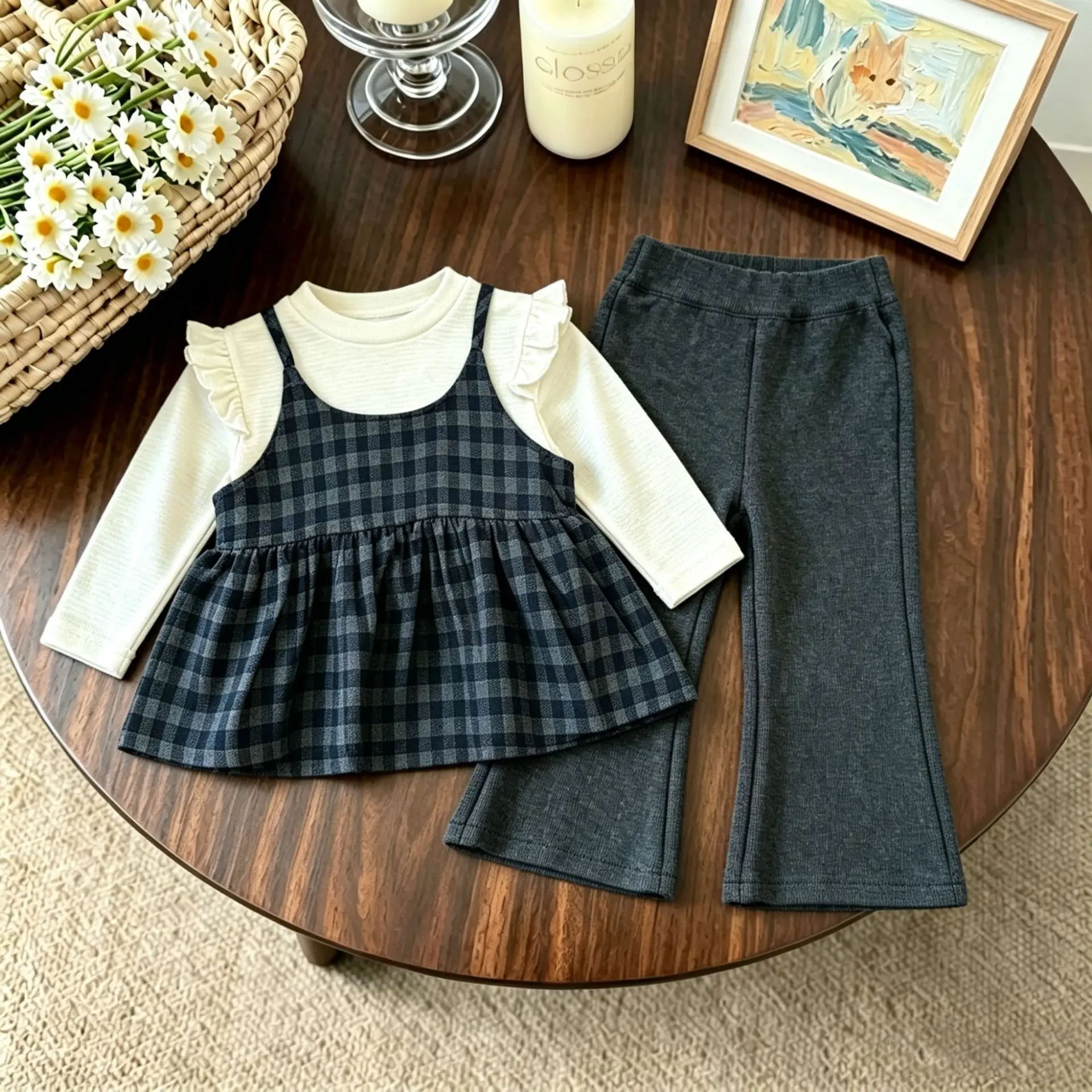 Children's Clothes, Suspender Leggings Three-piece Girls' Autumn Clothes