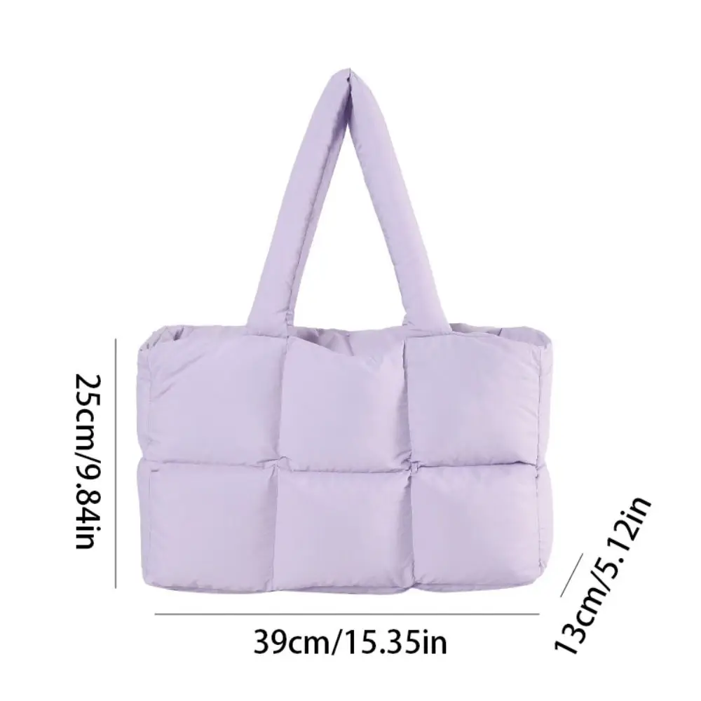 Casual School Bag Down Cloth Handbag Underarm Bag Fashion Large Capacity Tote Bag Simple Commute Puffy Bags Unisex